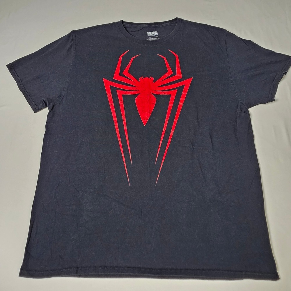 Marvel Spider-Man Graphic T-Shirt Mens XL‎ Black Red Spider Logo Cotton Tee